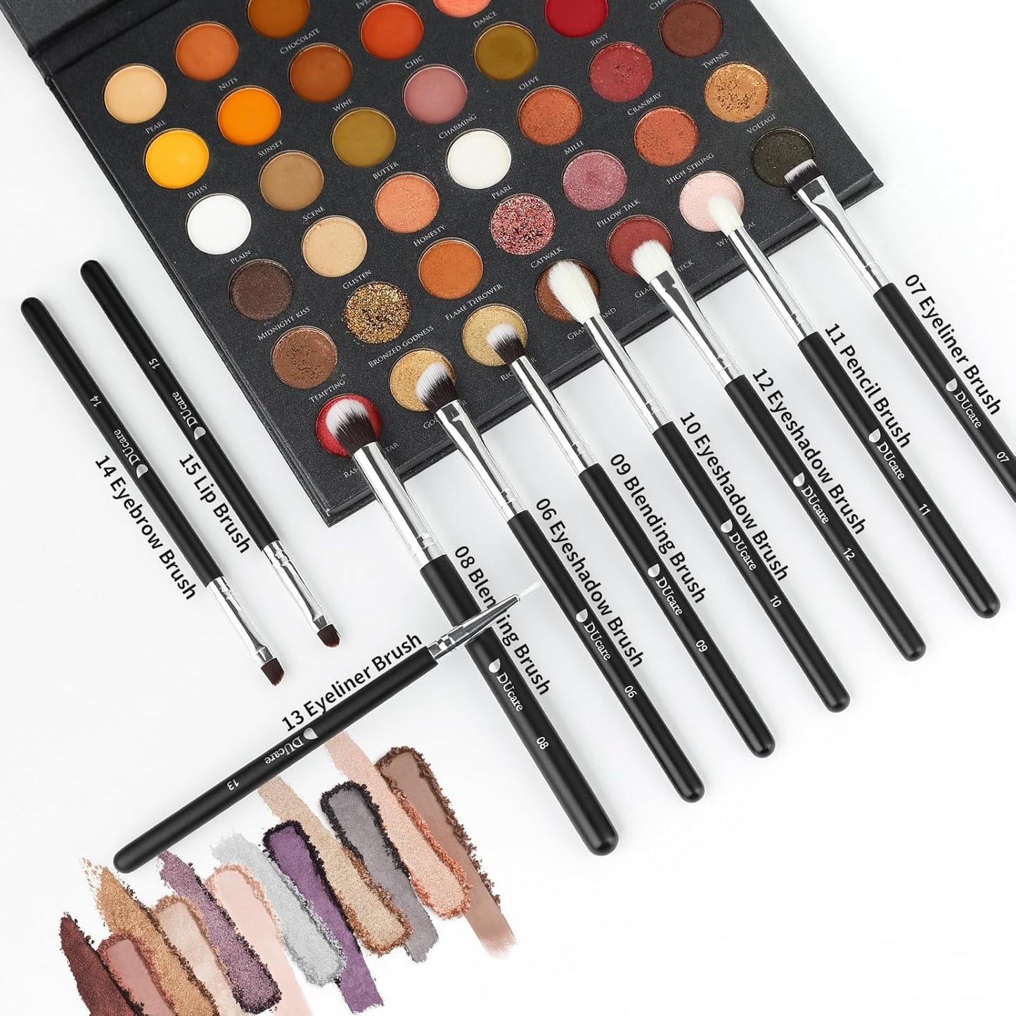 Makeup Brushes with Bag,15Pcs Makeup Brush Set Christmas Gift Travel Kabuki Foundation Blending Blush Eyeliner Shadow Brow Concealer Brushes Kit Black