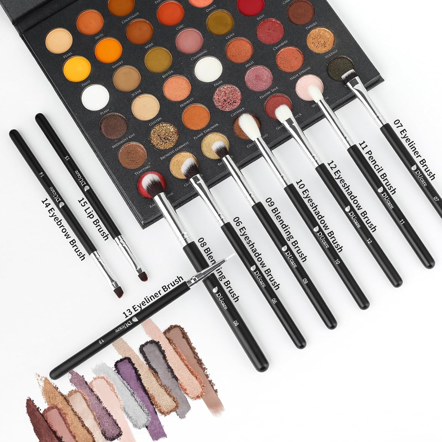 Makeup Brushes with Bag,15Pcs Makeup Brush Set Christmas Gift Travel Kabuki Foundation Blending Blush Eyeliner Shadow Brow Concealer Brushes Kit Black