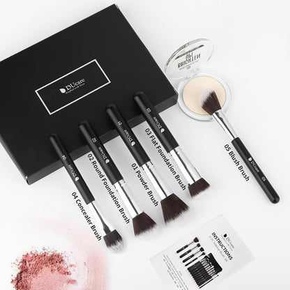 Makeup Brushes with Bag,15Pcs Makeup Brush Set Christmas Gift Travel Kabuki Foundation Blending Blush Eyeliner Shadow Brow Concealer Brushes Kit Black