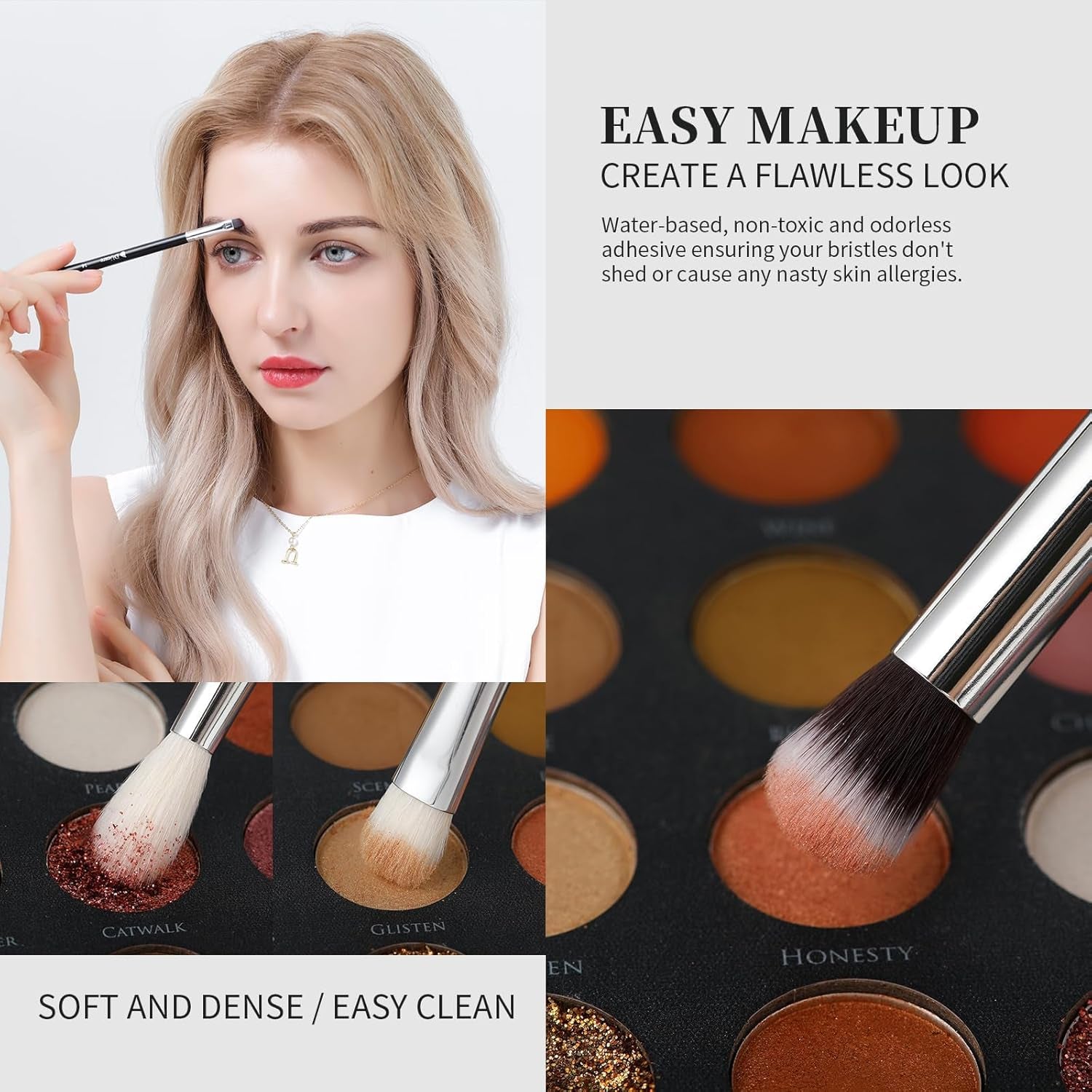 Makeup Brushes with Bag,15Pcs Makeup Brush Set Christmas Gift Travel Kabuki Foundation Blending Blush Eyeliner Shadow Brow Concealer Brushes Kit Black
