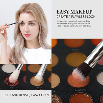 Makeup Brushes with Bag,15Pcs Makeup Brush Set Christmas Gift Travel Kabuki Foundation Blending Blush Eyeliner Shadow Brow Concealer Brushes Kit Black