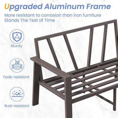 Aluminum Patio Furniture Set, Contemporary Outdoor Couch Set, Aluminum Patio Conversation Set, Blue