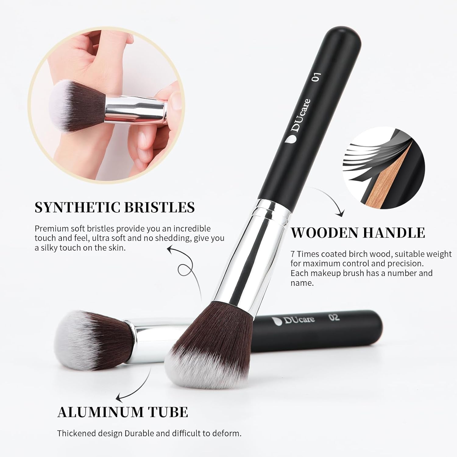 Makeup Brushes with Bag,15Pcs Makeup Brush Set Christmas Gift Travel Kabuki Foundation Blending Blush Eyeliner Shadow Brow Concealer Brushes Kit Black